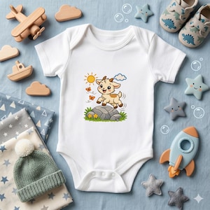 Baby Goat Embroidery Design, Kawaii Farm Animal, Fill Stitch Pattern (Instant Download)