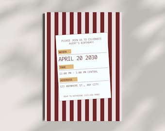 Party Invitation Custom Canva Template Instant Card Printable Instant Download