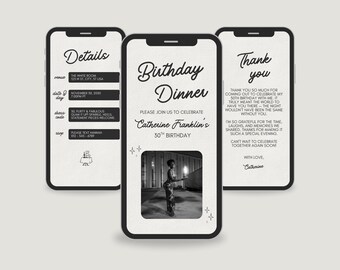 Birthday Dinner Invitation: Elegant Women's Digital Invitation (Editable Canva Template)