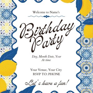 Dolce Vita Birthday Invitation, Editable Canva Template, 5x7 Printable