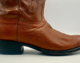 Vintage Nocona Cowboy Boots 9.5D Mens Cognac Leather Western USA Ranch Style