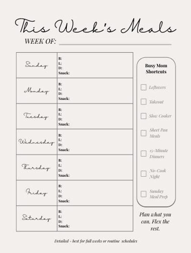 Busy Mom Meal Planner | Printable Weekly Meal Planning & Grocery Lists ...