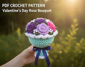 Crochet Rose Bouquet Pattern | Valentine's Amigurumi Plushie (Digital PDF Pattern)