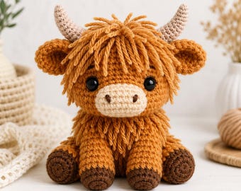 Baby Highland Cow Crochet Pattern | Amigurumi PDF | Beginner Friendly Plush Toy | Instant Download