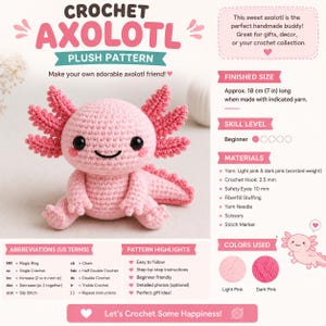 Axolotl Plüsch Anleitung | Easy Amigurumi PDF Tutorial (Digitaler Download)