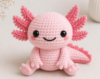 Crochet Axolotl Plush Pattern | Amigurumi  PDF | Kawaii Animal | Beginner Friendly Plush Toy | Instant Download