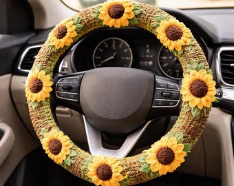 Modèle au crochet de couvre-volant tournesol, modèle d'accessoire de voiture PDF