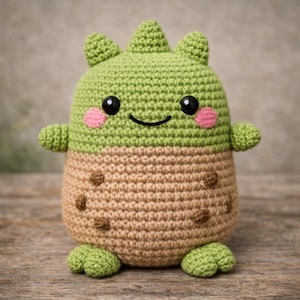 Patrón de ganchillo en PDF para muñeco de patata feliz, juguete amigurumi, ideal para principiantes, patrón de peluche sin costuras.