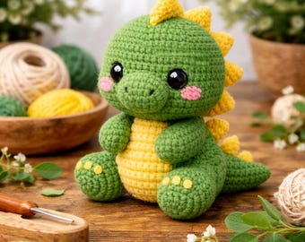 Amigurumi Dinosaur Crochet Pattern – Kawaii Baby Dino Plush Toy (PDF Download)