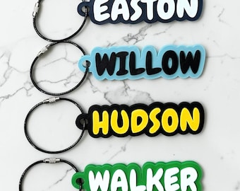 Personalized Backpack Name Tag, Custom Kids Keychain, Back to School Bag Tag, 3D Printed Name Keychain