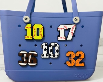 Personalized Sports Number Charms for Bogg Bags | Custom Player Jersey Numbers