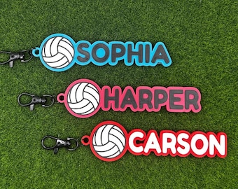 Personalized Volleyball Bag Tag | Custom Name Keychain | 3D Printed Sports Accessory