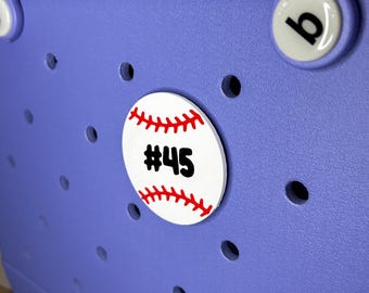 Personalized Baseball Number Bogg Bag Charm | Custom Player Tag, Team Gift