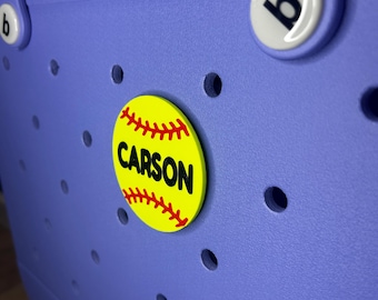Personalized Softball Bogg Bag Charm | Custom Player Name Tag, Team Gift