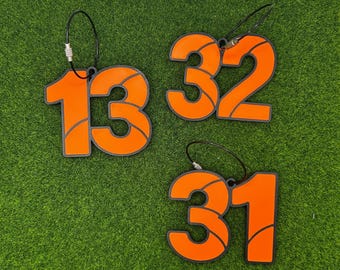 Personalized Basketball Number Bag Tag | Custom Sports Player Charm