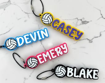 Personalized Volleyball Name Bag Tag | Custom Volleyball Backpack Tag | Volleyball Team Gift | Sports Bag Name Tag | Kids Volleyball Gift
