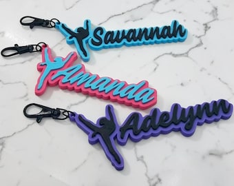 Personalized 3D Printed Dance Bag Tag – Custom Name Zipper Pull Keychain
