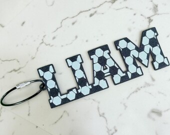 Personalized Soccer Bag Tag | Custom Soccer Name Keychain | Player Equipment Tag | Team Gift | Backpack &  Bag Accessory