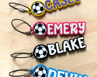 Personalized Soccer Bag Tag, Custom Name Keychain, Kids Sports Backpack Tag, Personalized Team Gift Idea, Soccer Charm
