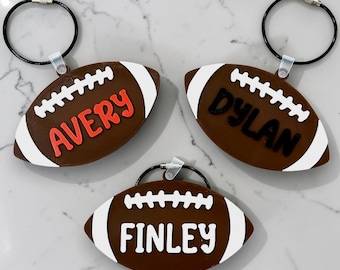 Personalized Football Bag Tag | Custom Football Backpack Tag | Football Name Tag | Sports Bag Charm | Football Team Gift