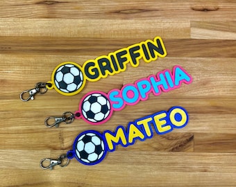 Soccer Bag Tags | Personalized Name Tag | Custom Bag Tag | Soccer Backpack Tag | Sports Team Gift | Soccer Ball Bag Tag