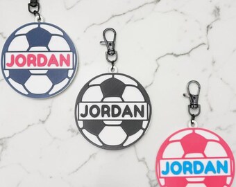 Personalized 3D Printed Soccer Bag Tag | Custom Name Keychain, Player Gift