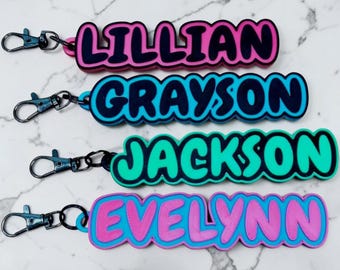 Personalized Name Keychain | Custom Bag Tag | Kids Backpack Tag | Lunchbox Name Tag | Back to School