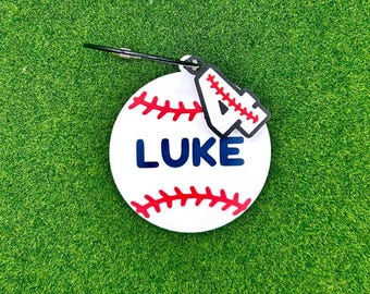 Personalized Baseball Bag Tag | 3D Printed Name Keychain