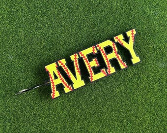 Personalized Softball Bag Tag | Custom Softball Name Keychain | Player Equipment Tag | Team Gift | Backpack & Bat Bag Accessory