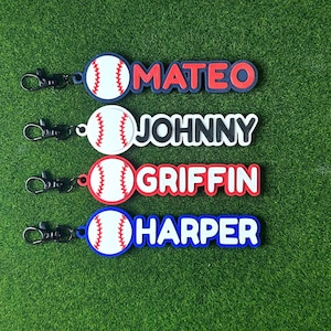 Personalized Baseball Bag Tag | Custom Name Keychain, Bat Bag Accessory