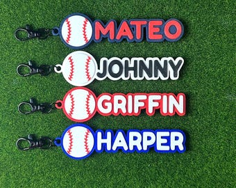 Personalized Baseball Bag Tag | Custom Name Keychain, Bat Bag Accessory