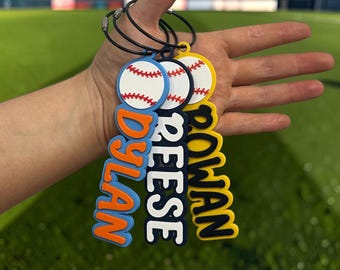 Personalized Baseball Bag Tag, Custom Name Keychain, Kids Sports Backpack Tag, Personalized Team Gift Idea, Sports keychain, Back to School