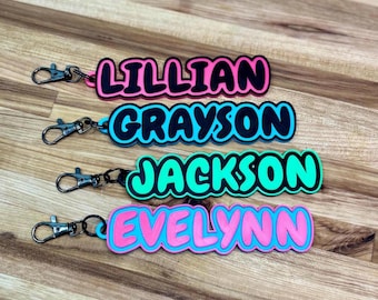 Personalized Name Keychain | Custom Bag Tag | Kids Backpack Tag | Lunchbox Name Tag | Back to School