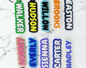 Custom Name Backpack Tag, Personalized School Bag Keychain, Kids Bookbag Tag, Back to School Gift