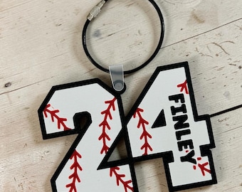 Personalized Baseball Jersey Number Tag | Custom Baseball Bag Tag | Baseball Backpack Tag | Player Gift | Team Gift | Bat Bag Tag