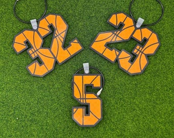 Personalized Basketball Jersey Number Bag Tag | Custom Player Number Keychain | Team Gift | Sports Backpack Tag