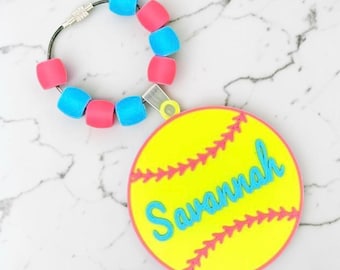 Personalized Softball Bag Tag | Custom Name Keychain, Player Gift