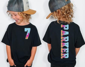 Custom Drip Name Number Shirt – Personalized Kids Sports Birthday Tee