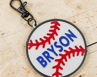Personalized Baseball Bag Tag | 3D Printed Name Keychain