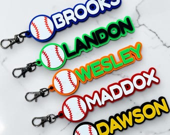 Personalized Baseball Bag Tag | Custom Name Keychain, Bat Bag Accessory