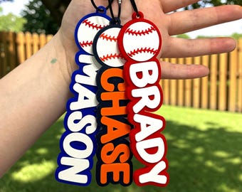 Personalized Baseball Bag Tag, Custom Baseball Name Tag, Baseball Backpack Tag, Baseball Team Gift, Player Bag Tag