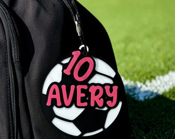 Personalized Soccer Bag Tag, Custom Name Keychain, Kids Sports Backpack Tag, Personalized Team Gift Idea, Soccer keychain