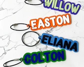 Personalized Name Keychain, Custom Backpack Tag, School Bag Charm