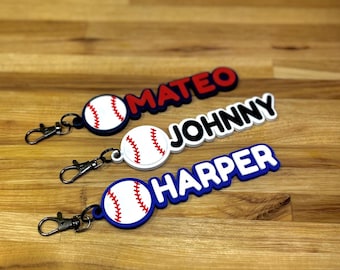 Baseball Bag Tags | Custom Baseball Bag Tag | Baseball Accessories | Baseball Name Tag | Baseball Name Tag Keychain | Baseball Team Gifts