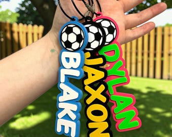 Personalized Soccer Bag Tag, Custom Soccer Name Tag, Soccer Backpack Tag, Soccer Team Gift, Player Bag Tag