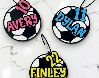Personalized Soccer Bag Tag | Personalized Soccer Keychain | Backpack Tags | Soccer Number Bag Tag | Custom Soccer Backpack Tag