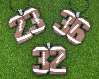 Personalized Football Jersey Number Bag Tag | Custom Football Number Keychain | Team Gift for Players | Backpack & Equipment Bag Tag