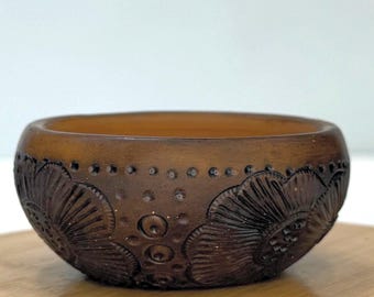 オアハカ産花柄のニス塗り調味料皿、手作り職人によるサイドボウル