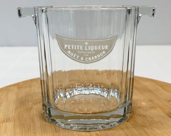 Moët & Chandon Petite Liqueur Glass Ice Bucket, 1980s Vintage Champagne Barware, Clear Glass Bottle Chiller