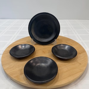 Oaxaca Barro Negro Side Dish Set, Handmade Black Clay Bowls, Set of 4 Small Serving Dishes, Artisan Tableware from Mexico